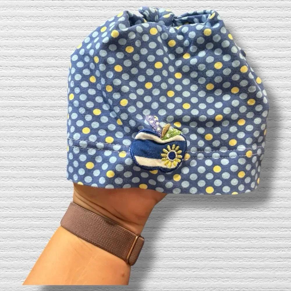 Sterntaler Baby Girl Cotton Beanie Hat 6-9M Blue Polka Dot Apple Sun European